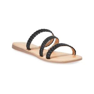 SPLENDID Womens Black Braided Thora Round Toe Slip On Sandals Shoes 7 M